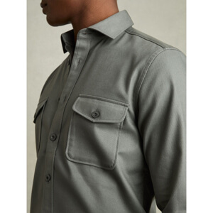 REISS Whisper Stretch Cotton Twill Twin Pocket Overshirt